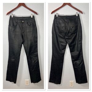 Harley Davidson Womens Black Leather Motorcycle Riding Pants Sz 32/4 Runs Small